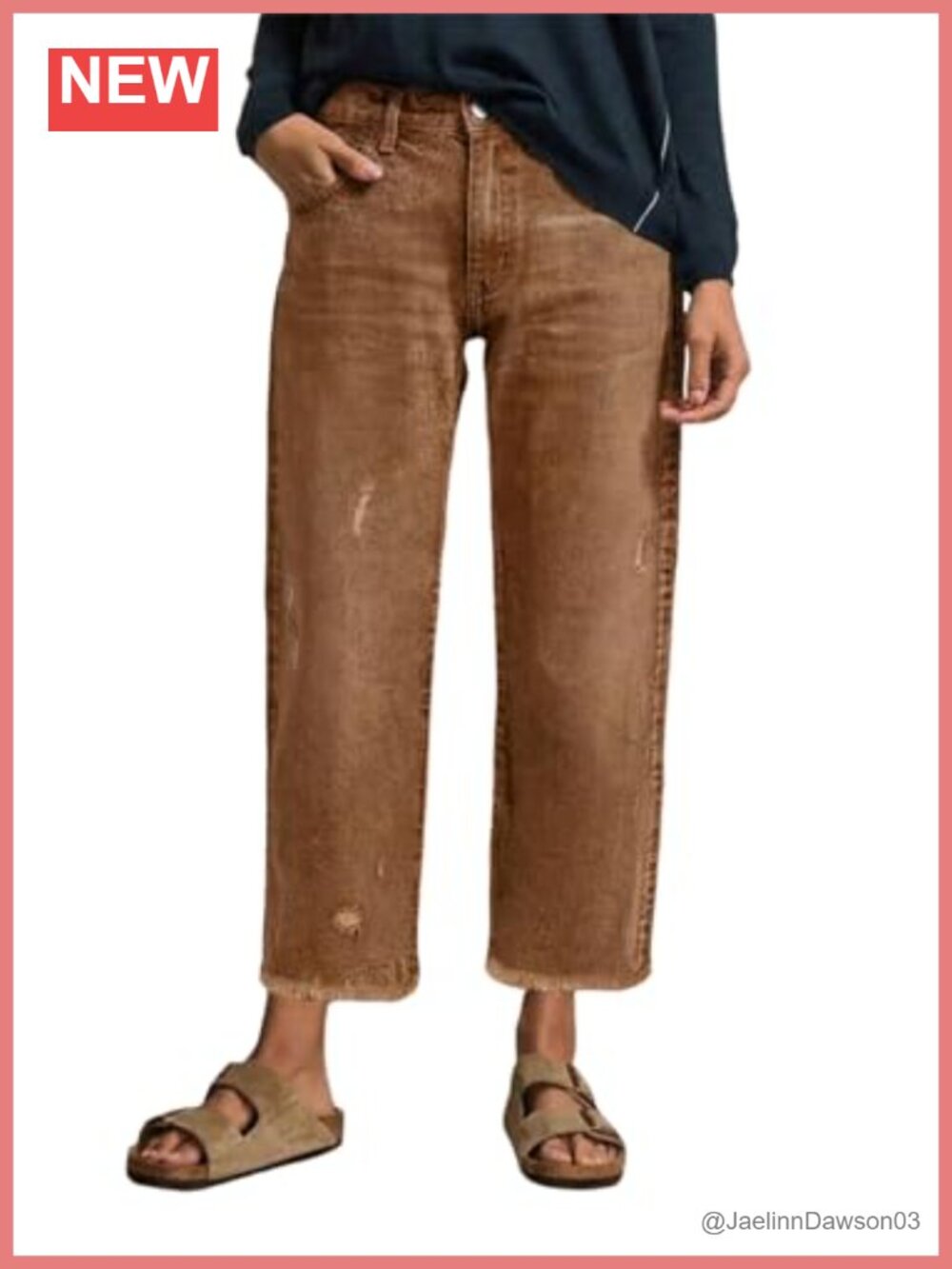 Stretchy Distressed Denim Ankle Pants Mid Rise Straight Leg Jeans